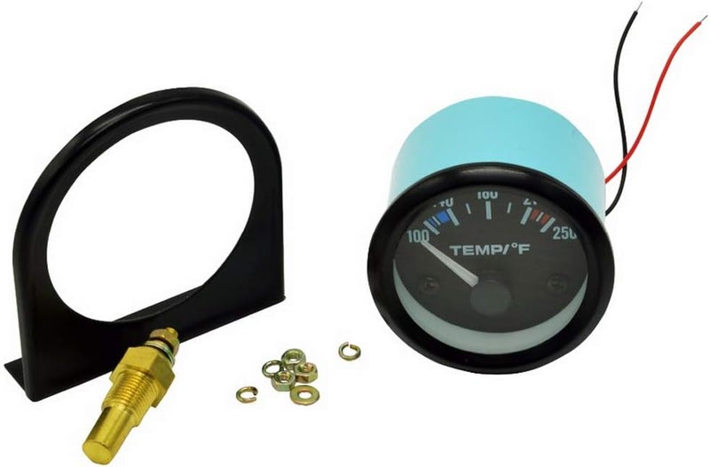 E Support Universal Car 2" 52mm Pointer Water Temp Temperautre Gauge Meter Fahrenheit White LED Light Indicator Display Electrical - Image 4